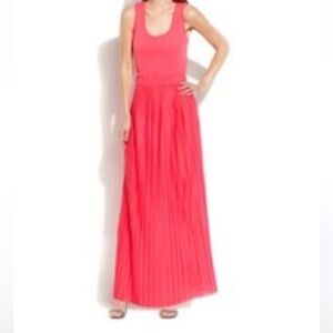 NWT $119 Calvin Klein Red Knit Pleated Maxi Dress Sz.M